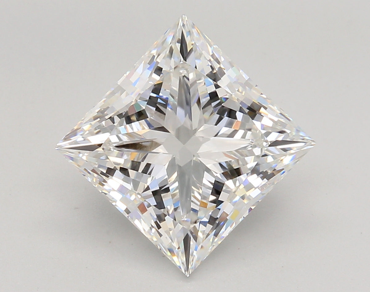5.03 Carat Princess Shaped, Ideal Cut, E Color, VVS2 Clarity, IGI Certified Lab Grown Diamond
