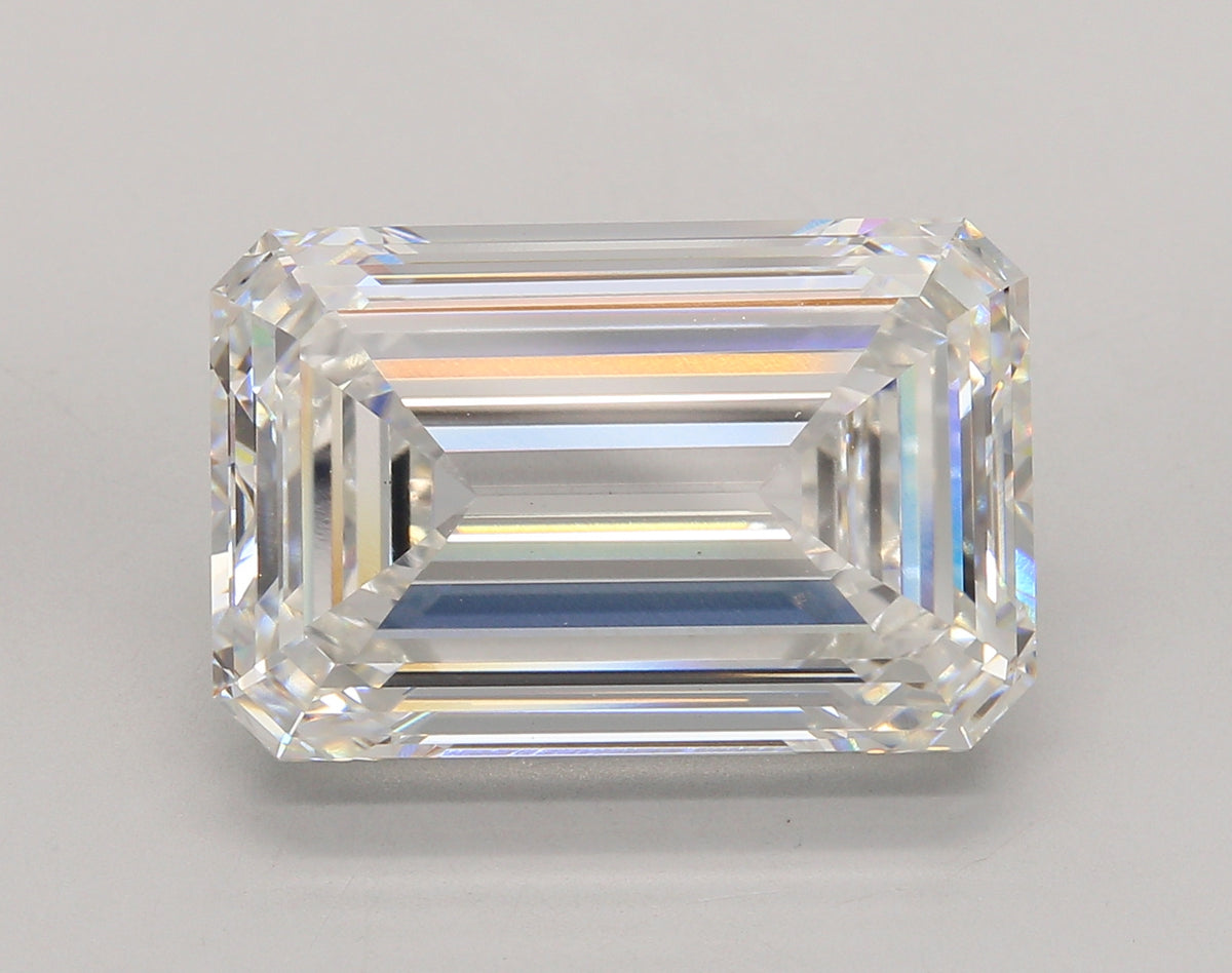 16.00 Carat Emerald Shaped, Ideal Cut, F Color, VS1 Clarity, IGI Certified Lab Grown Diamond
