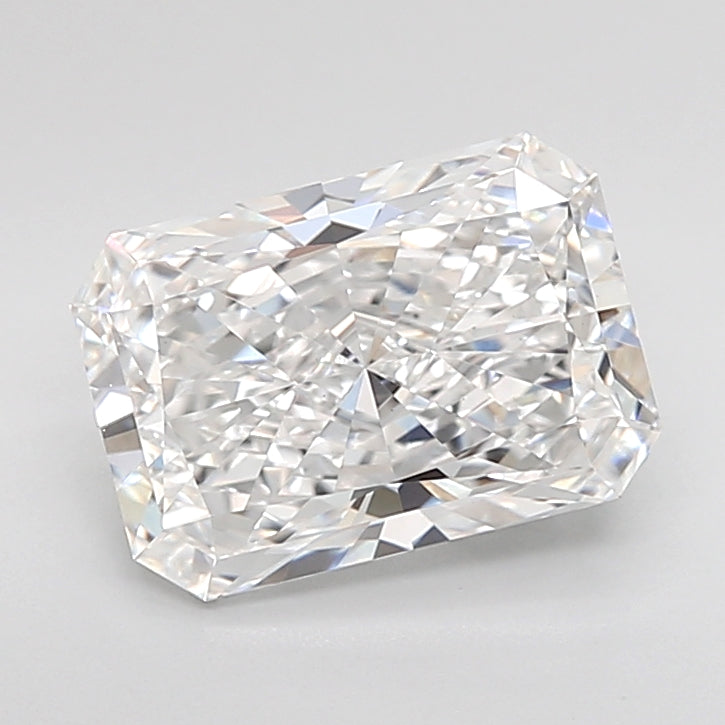 3.08 Carat Radiant Shaped, Ideal Cut, D Color, VVS2 Clarity, IGI Certified Lab Grown Diamond
