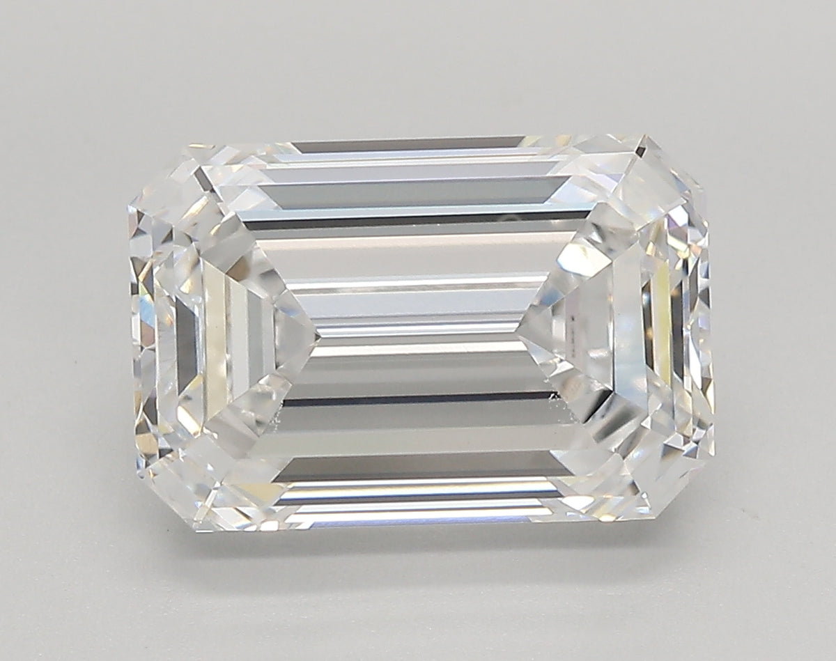 5.05 Carat Emerald Shaped, Very Good Cut, D Color, VVS2 Clarity, IGI Certified Lab Grown Diamond