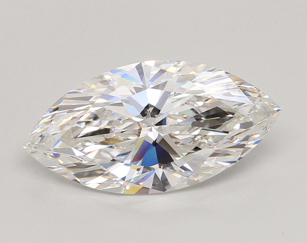 6.01 Carat Marquise Shaped, Ideal Cut, F Color, VVS2 Clarity, IGI Certified Lab Grown Diamond