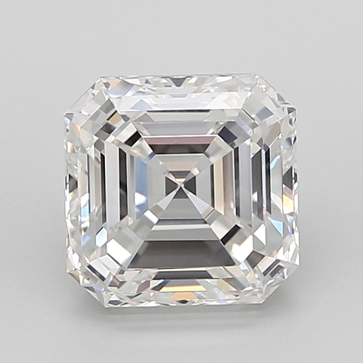 5.08 Carat Asscher Shaped, Ideal Cut, E Color, VVS2 Clarity, IGI Certified Lab Grown Diamond
