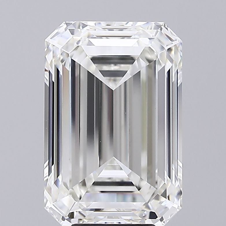 7.08 Carat Emerald Shaped, Ideal Cut, G Color, VVS2 Clarity, IGI Certified Lab Grown Diamond