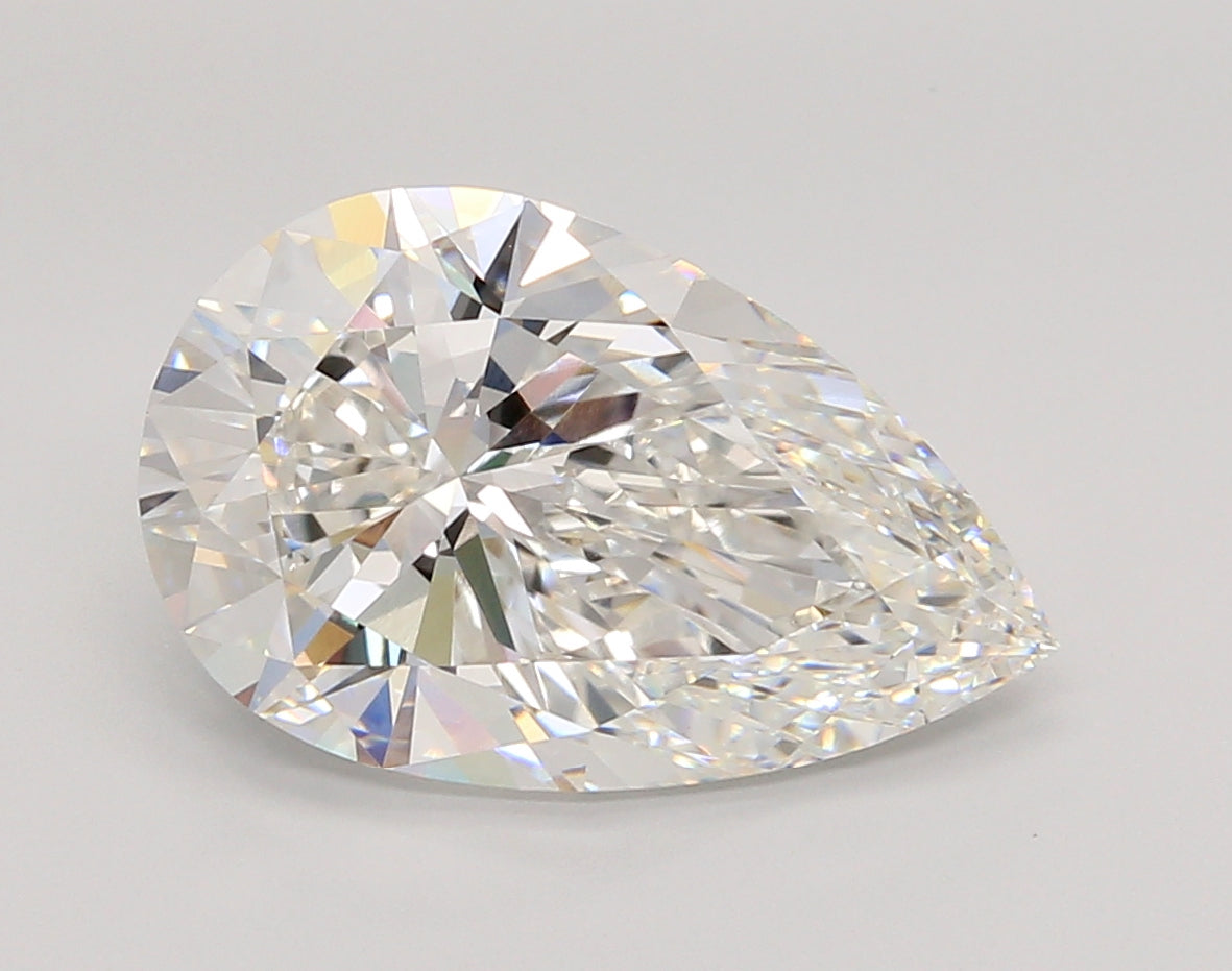 5.02 Carat Pear Shaped, Ideal Cut, F Color, VVS2 Clarity, IGI Certified Lab Grown Diamond