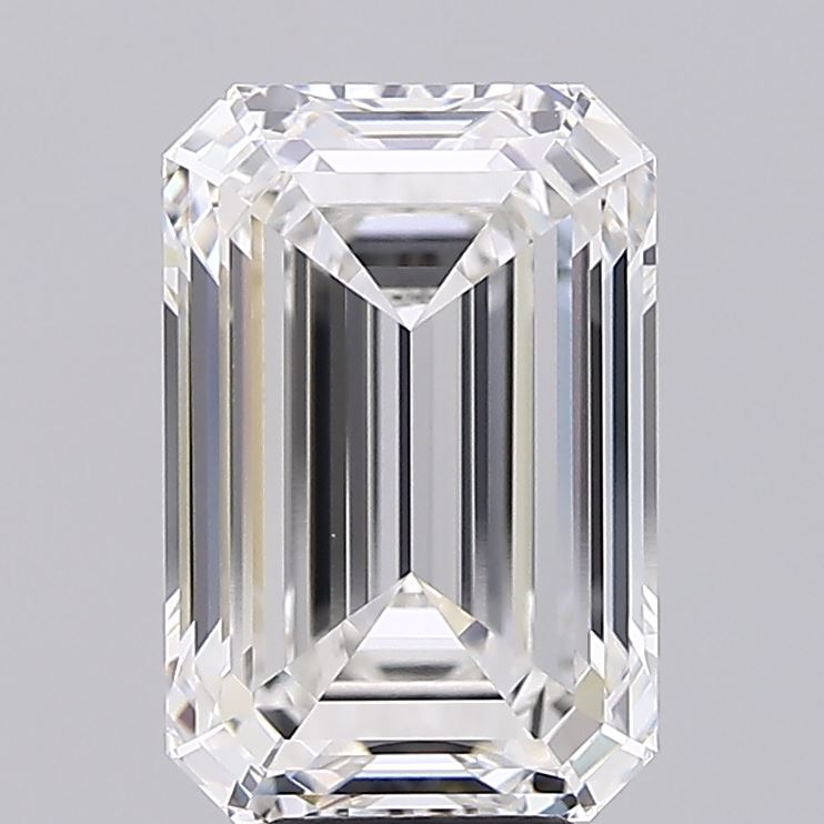 8.13 Carat Emerald Shaped, Ideal Cut, F Color, VVS2 Clarity, IGI Certified Lab Grown Diamond