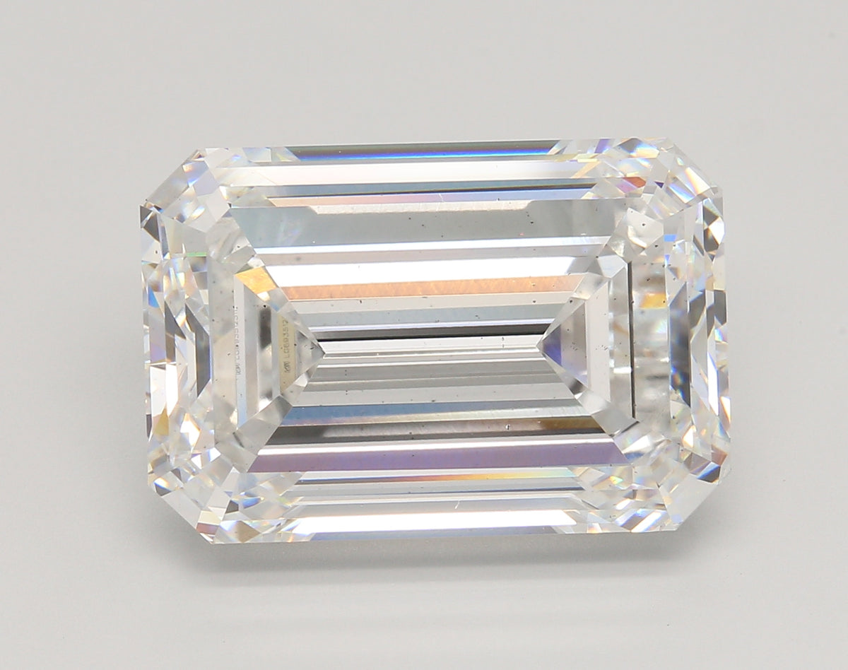 17.01 Carat Emerald Shaped, Ideal Cut, E Color, SI1 Clarity, IGI Certified Lab Grown Diamond