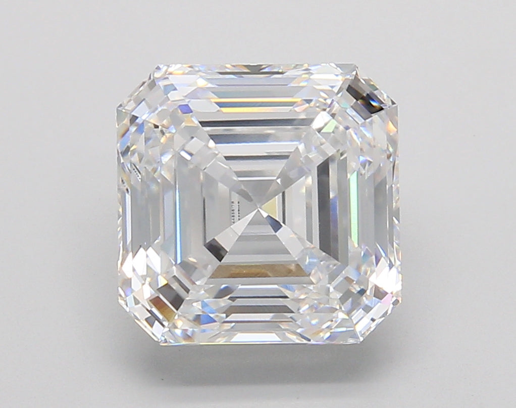 5.05 Carat Asscher Shaped, Ideal Cut, D Color, VVS2 Clarity, IGI Certified Lab Grown Diamond
