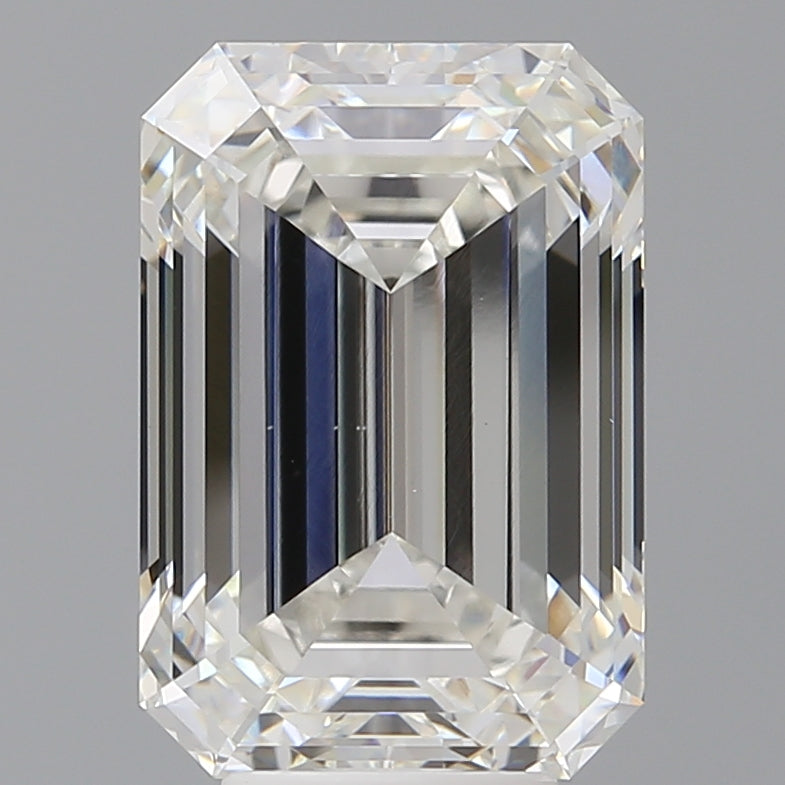 7.07 Carat Emerald Shaped, Ideal Cut, F Color, VVS2 Clarity, IGI Certified Lab Grown Diamond