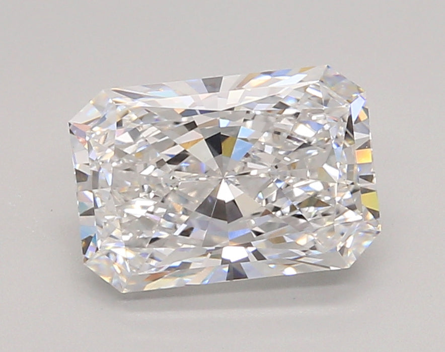 2.56 Carat Radiant Shaped, Ideal Cut, D Color, VVS2 Clarity, IGI Certified Lab Grown Diamond