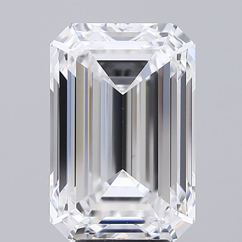 6.19 Carat Emerald Shaped, Ideal Cut, D Color, VVS2 Clarity, IGI Certified Lab Grown Diamond