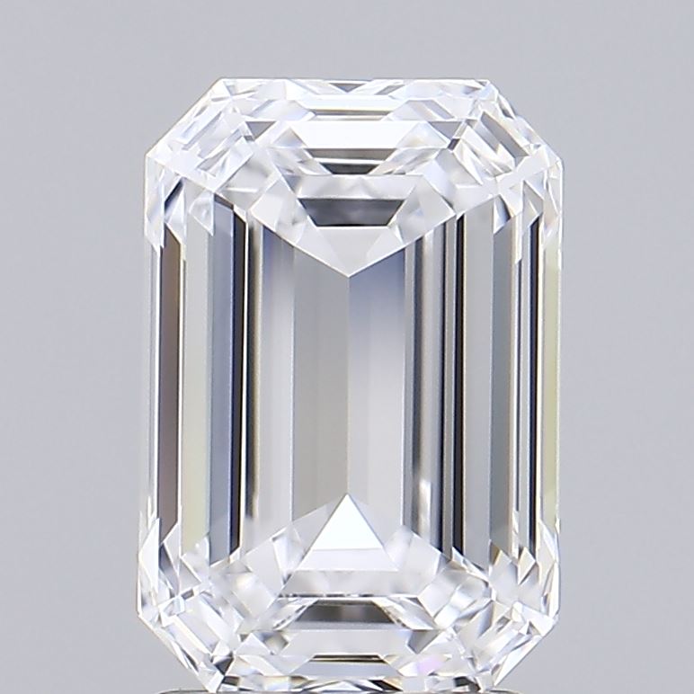 1.97 Carat Emerald Shaped, Ideal Cut, D Color, IF Clarity, IGI Certified Lab Grown Diamond