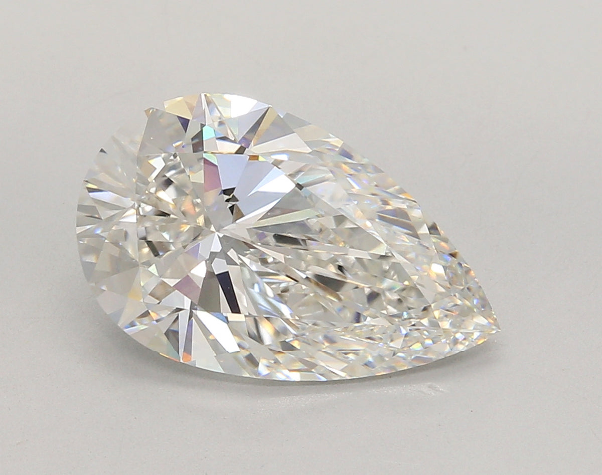 5.05 Carat Pear Shaped, Ideal Cut, F Color, VVS2 Clarity, IGI Certified Lab Grown Diamond