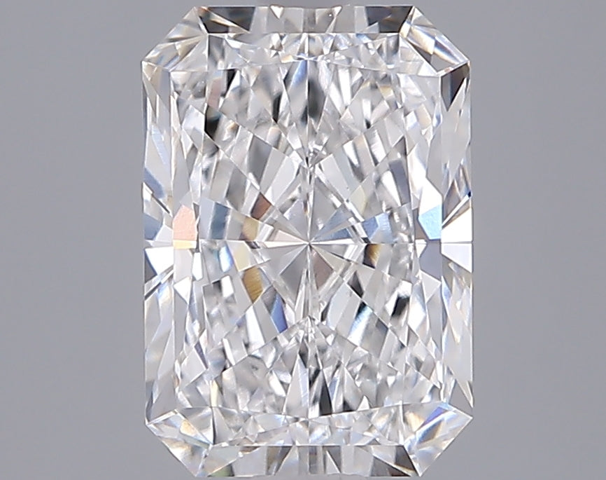 2.54 Carat Radiant Shaped, Ideal Cut, D Color, VVS2 Clarity, IGI Certified Lab Grown Diamond