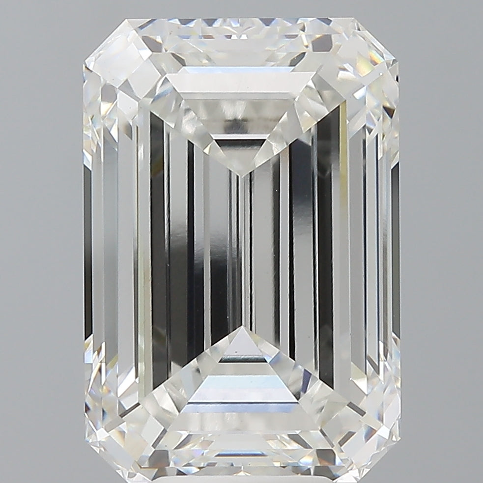 9.08 Carat Emerald Shaped, Ideal Cut, F Color, VVS2 Clarity, IGI Certified Lab Grown Diamond