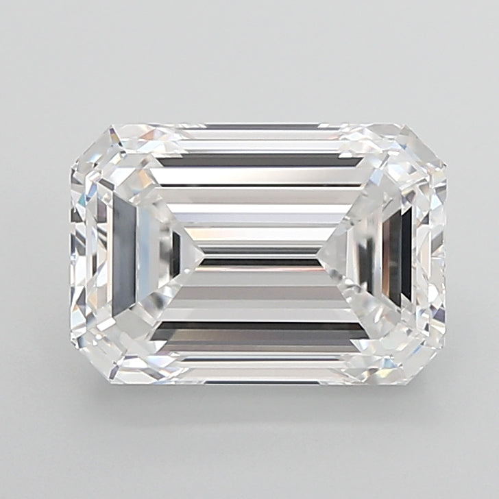 6.09 Carat Emerald Shaped, Ideal Cut, E Color, VVS2 Clarity, IGI Certified Lab Grown Diamond