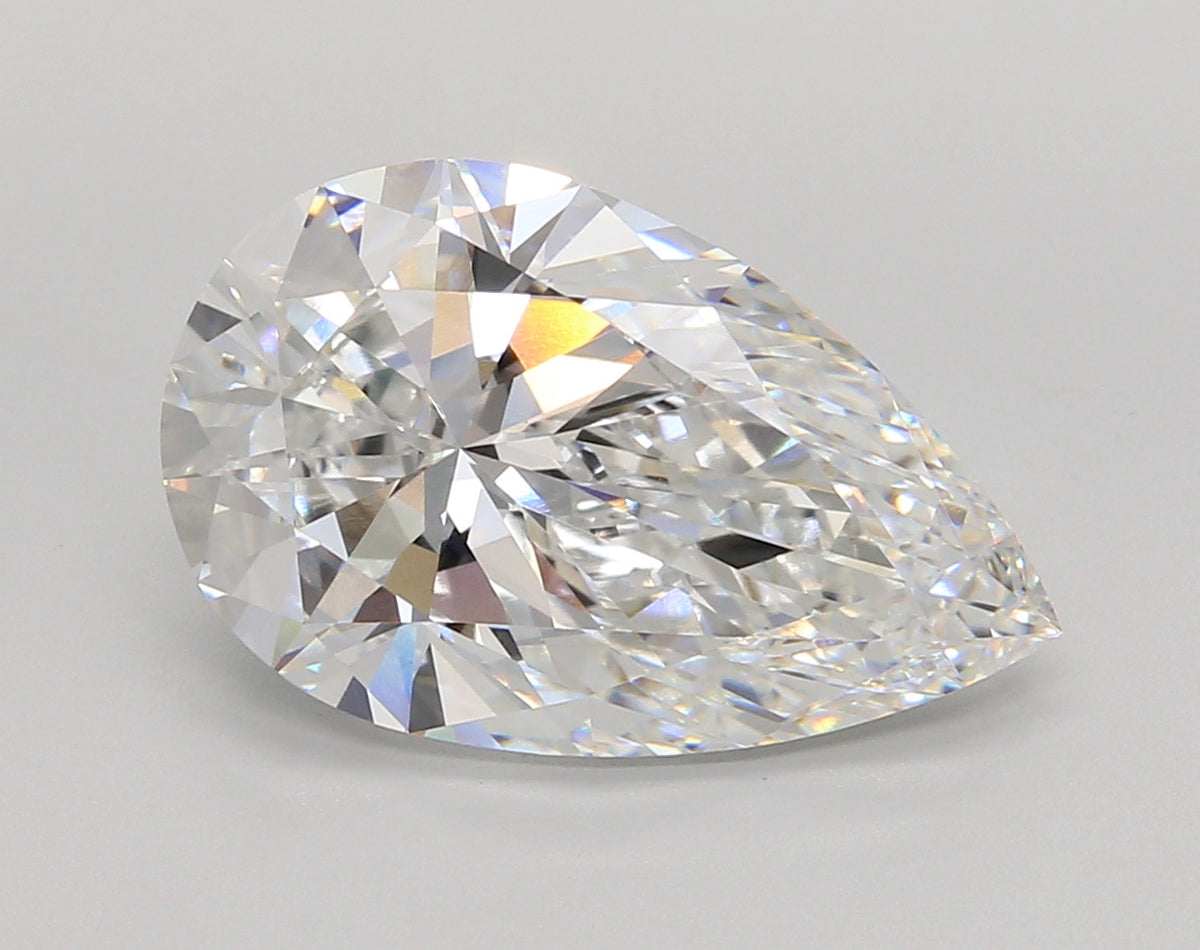 6.05 Carat Pear Shaped, Ideal Cut, E Color, VVS2 Clarity, IGI Certified Lab Grown Diamond