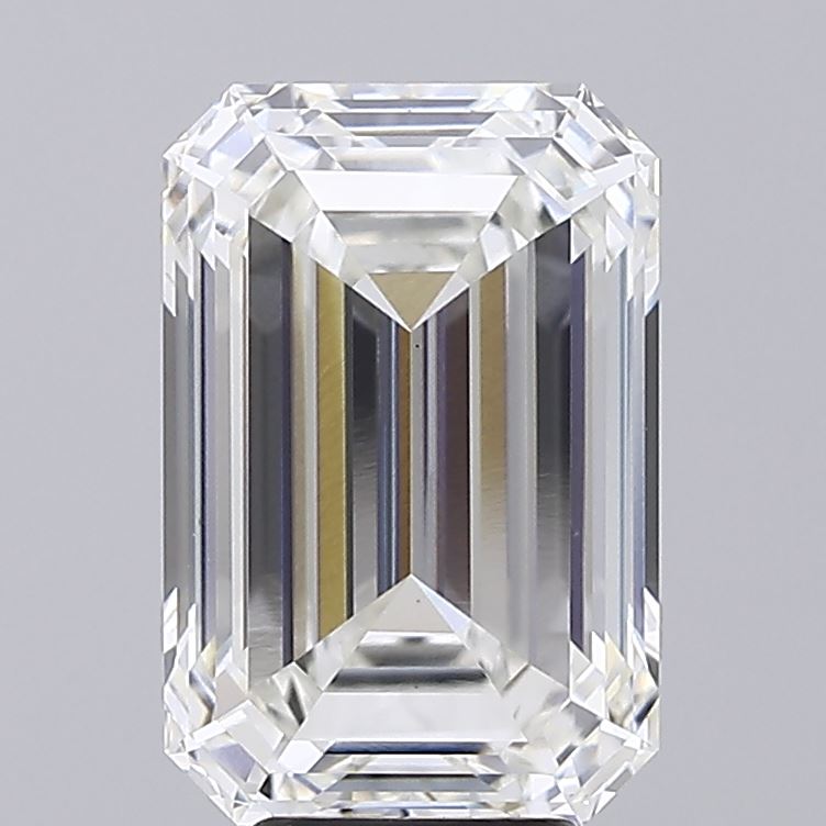 6.09 Carat Emerald Shaped, Ideal Cut, F Color, VVS2 Clarity, IGI Certified Lab Grown Diamond