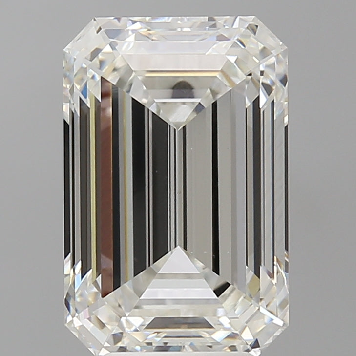 5.61 Carat Emerald Shaped, Ideal Cut, F Color, VVS2 Clarity, IGI Certified Lab Grown Diamond