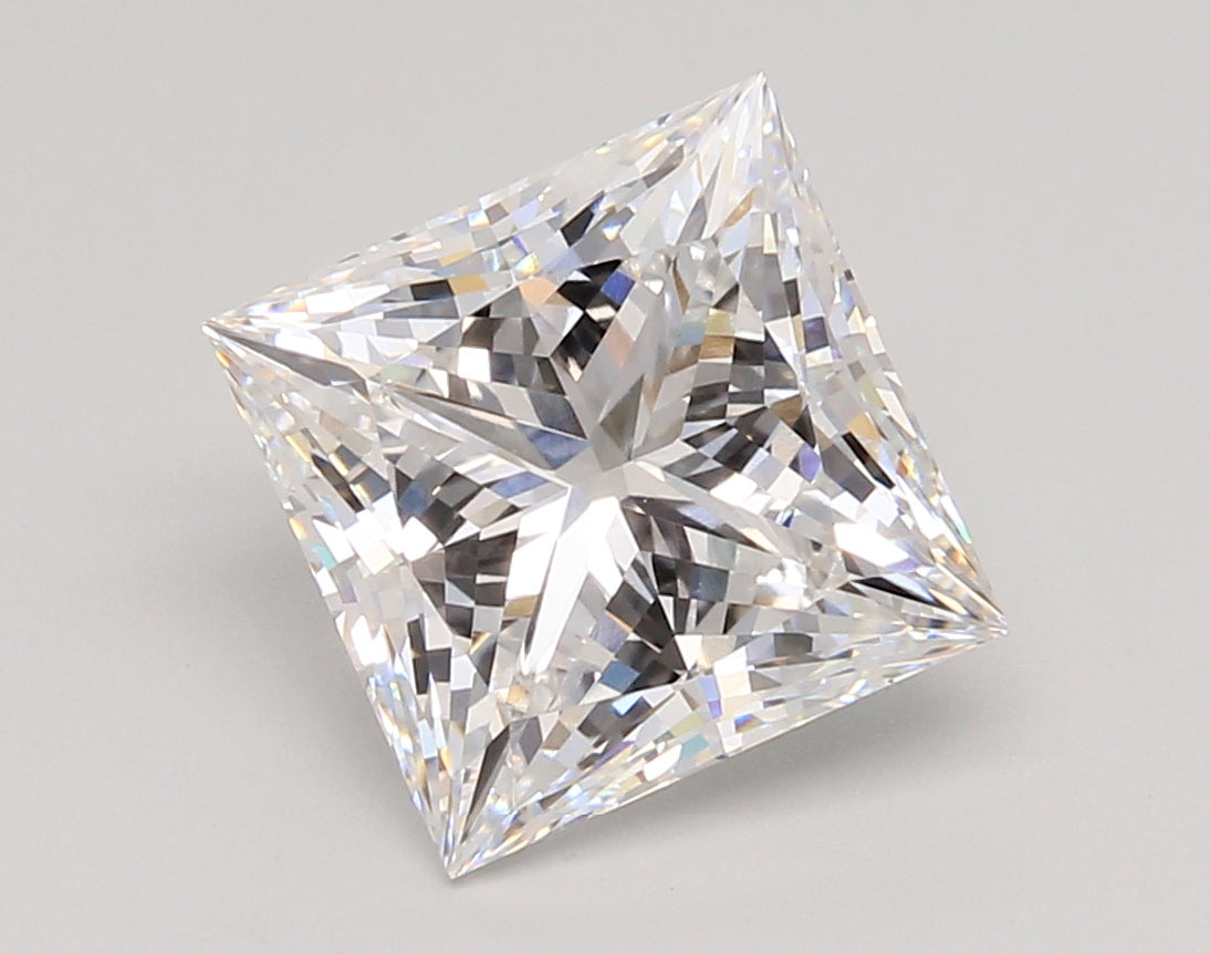 4.06 Carat Princess Shaped, Ideal Cut, E Color, VVS2 Clarity, IGI Certified Lab Grown Diamond