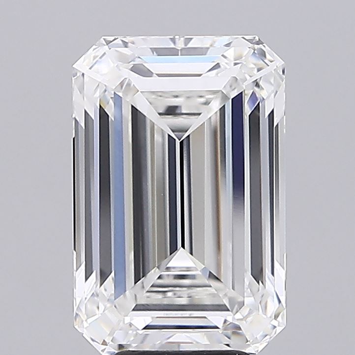 6.03 Carat Emerald Shaped, Ideal Cut, F Color, VVS2 Clarity, IGI Certified Lab Grown Diamond