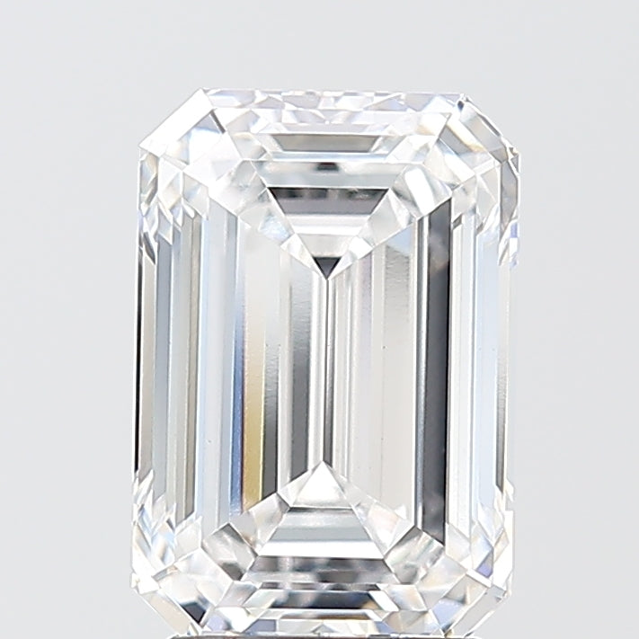 2.58 Carat Emerald Shaped, Ideal Cut, D Color, VVS2 Clarity, IGI Certified Lab Grown Diamond