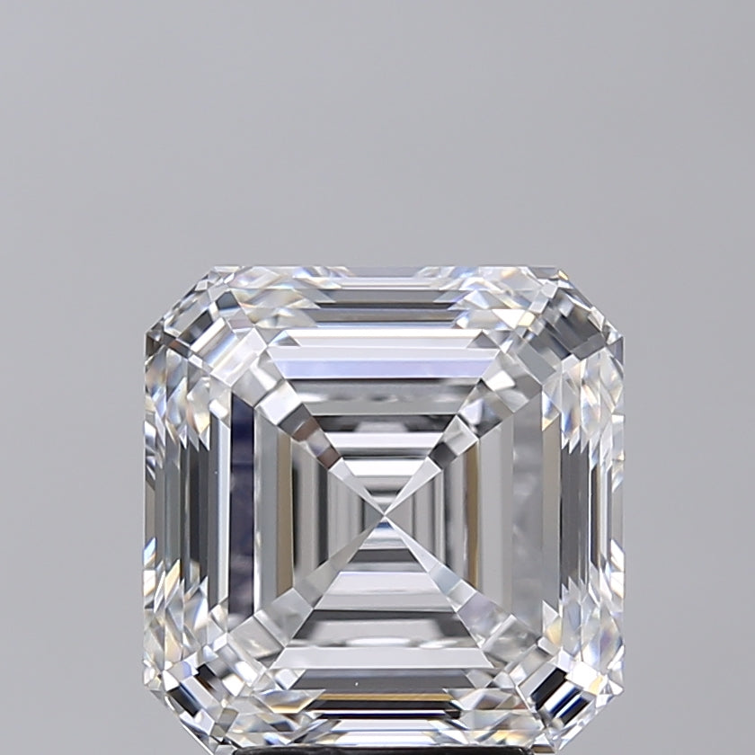 5.01 Carat Asscher Shaped, Ideal Cut, E Color, VVS2 Clarity, GIA Certified Lab Grown Diamond