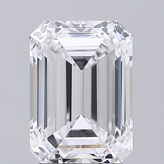 2.36 Carat Emerald Shaped, Ideal Cut, D Color, VVS2 Clarity, IGI Certified Lab Grown Diamond