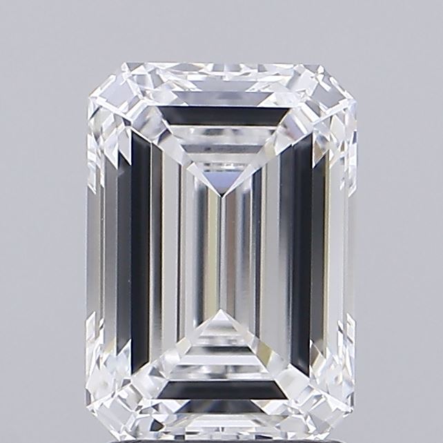 2.08 Carat Emerald Shaped, Ideal Cut, D Color, VVS2 Clarity, IGI Certified Lab Grown Diamond