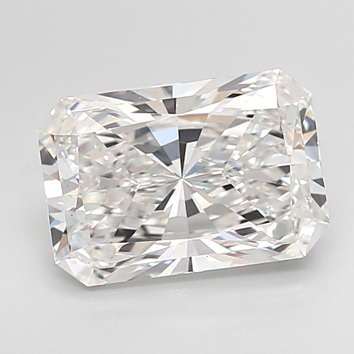 3.58 Carat Radiant Shaped, Ideal Cut, F Color, VVS2 Clarity, IGI Certified Lab Grown Diamond