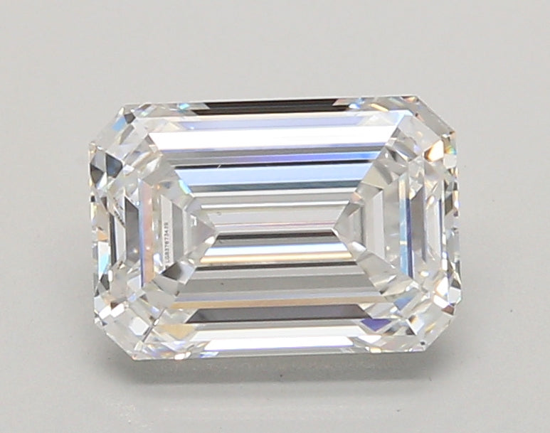 2.05 Carat Emerald Shaped, Ideal Cut, D Color, VVS2 Clarity, IGI Certified Lab Grown Diamond