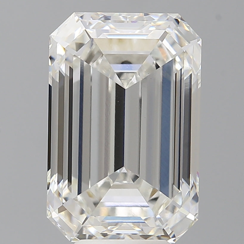 7.58 Carat Emerald Shaped, Ideal Cut, F Color, VS1 Clarity, IGI Certified Lab Grown Diamond
