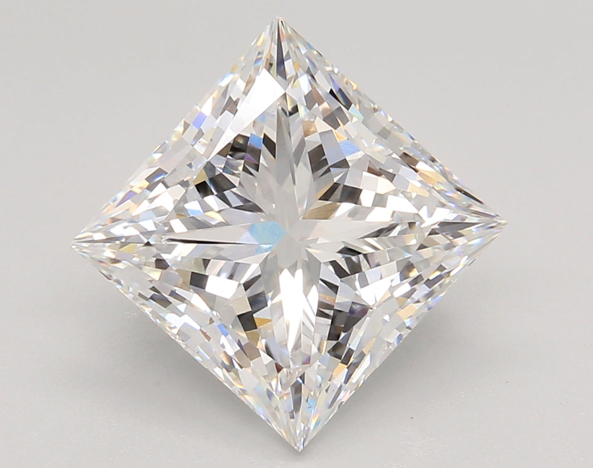 5.46 Carat Princess Shaped, Ideal Cut, E Color, VS1 Clarity, IGI Certified Lab Grown Diamond