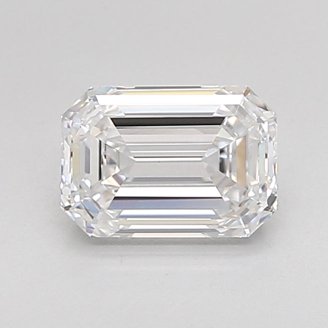 1.55 Carat Emerald Shaped, Ideal Cut, D Color, VVS2 Clarity, IGI Certified Lab Grown Diamond