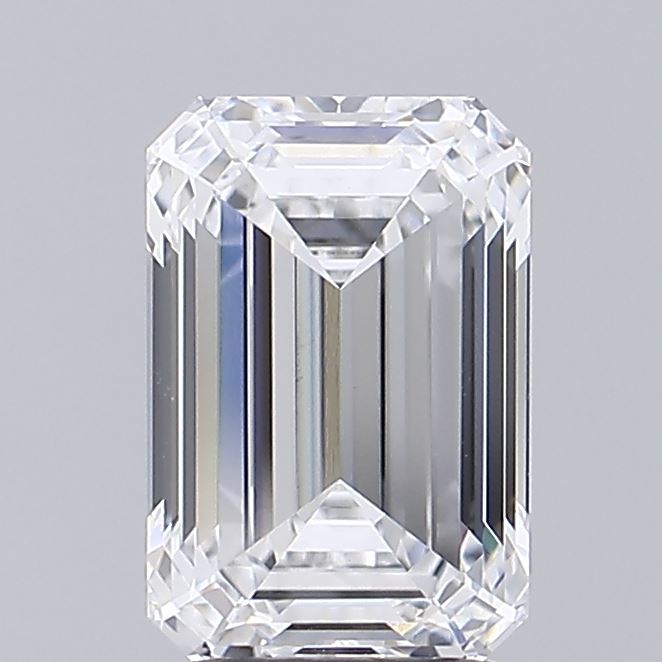 2.72 Carat Emerald Shaped, Ideal Cut, D Color, VVS2 Clarity, IGI Certified Lab Grown Diamond