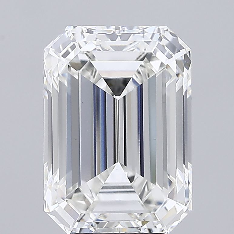 6.05 Carat Emerald Shaped, Ideal Cut, F Color, VVS2 Clarity, IGI Certified Lab Grown Diamond