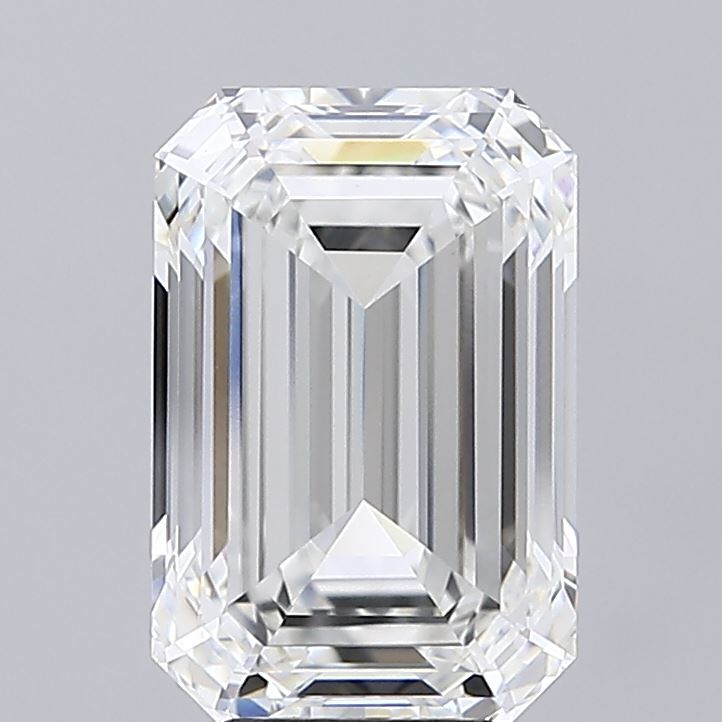 6.06 Carat Emerald Shaped, Ideal Cut, F Color, VVS2 Clarity, IGI Certified Lab Grown Diamond