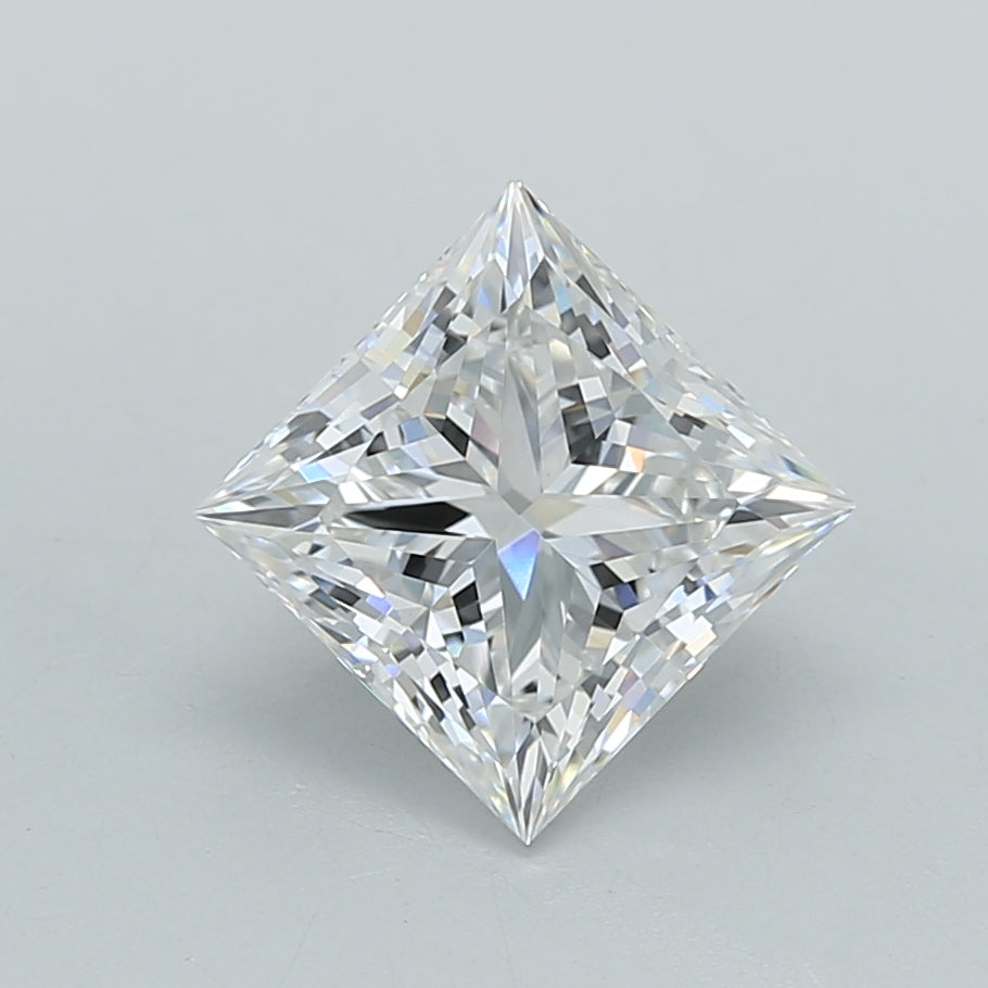 2.53 Carat Princess Shaped, Ideal Cut, E Color, VVS2 Clarity, IGI Certified Lab Grown Diamond