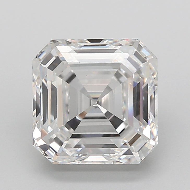 5.04 Carat Asscher Shaped, Ideal Cut, E Color, VVS2 Clarity, IGI Certified Lab Grown Diamond