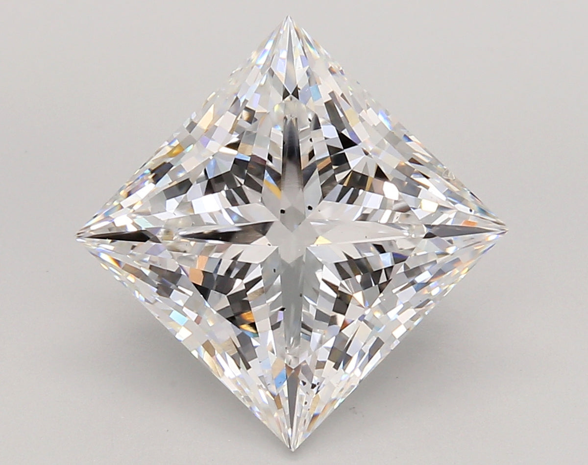 5.74 Carat Princess Shaped, Ideal Cut, E Color, SI1 Clarity, IGI Certified Lab Grown Diamond