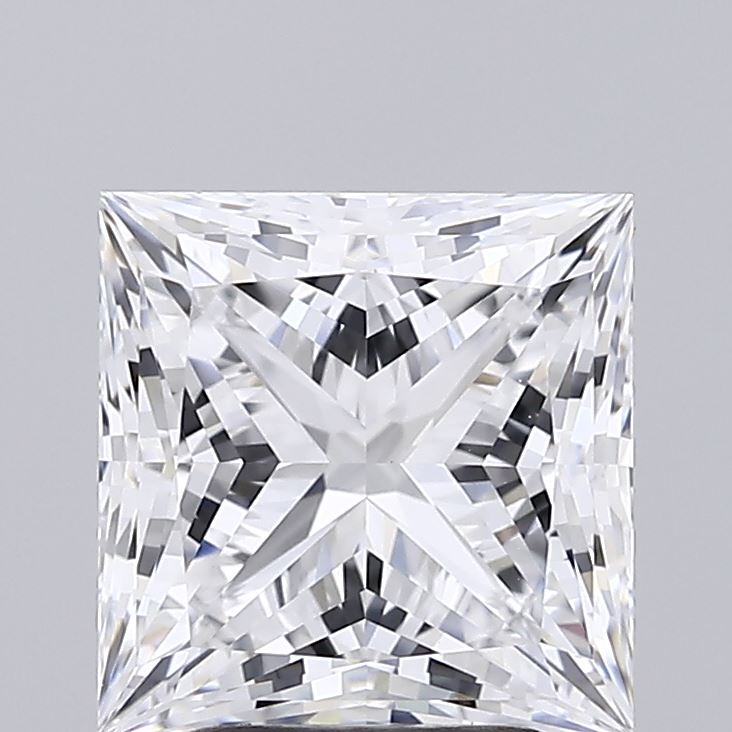 3.08 Carat Princess Shaped, Ideal Cut, D Color, VVS2 Clarity, IGI Certified Lab Grown Diamond
