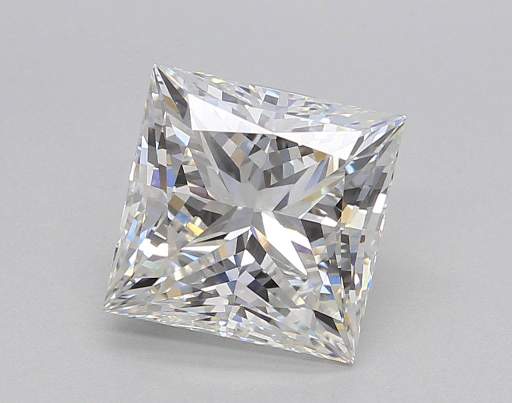 3.01 Carat Princess Shaped, Ideal Cut, F Color, VVS2 Clarity, IGI Certified Lab Grown Diamond