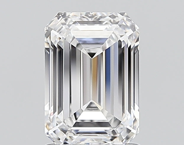 1.55 Carat Emerald Shaped, Ideal Cut, D Color, VVS2 Clarity, IGI Certified Lab Grown Diamond