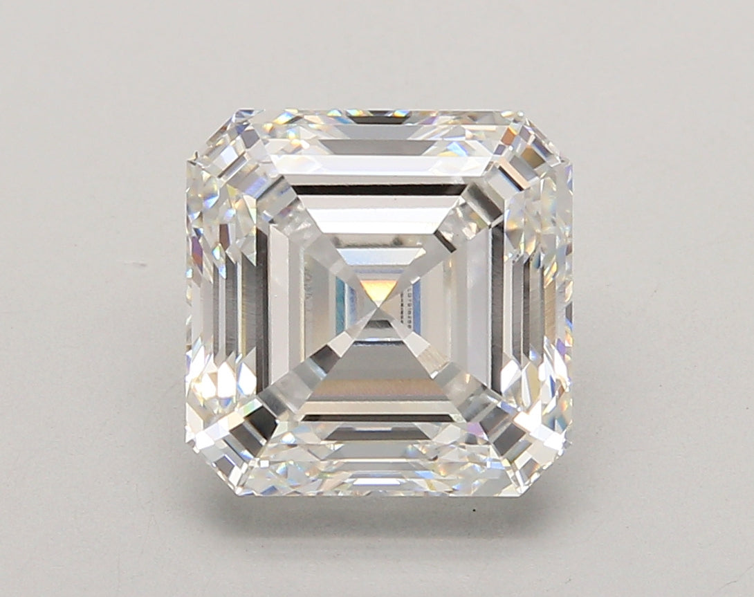 5.00 Carat Asscher Shaped, Ideal Cut, F Color, VVS2 Clarity, IGI Certified Lab Grown Diamond