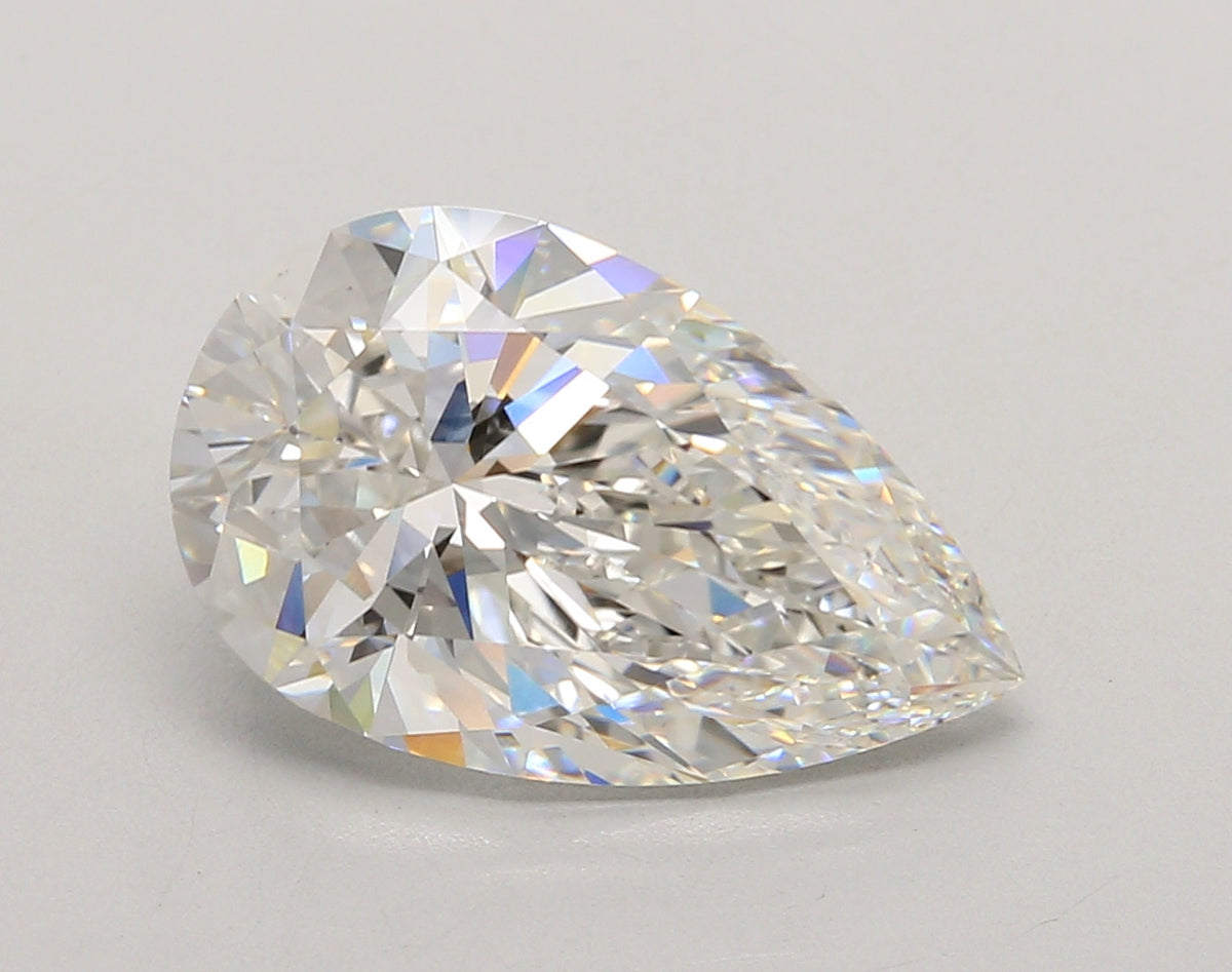 5.03 Carat Pear Shaped, Ideal Cut, F Color, VVS2 Clarity, IGI Certified Lab Grown Diamond