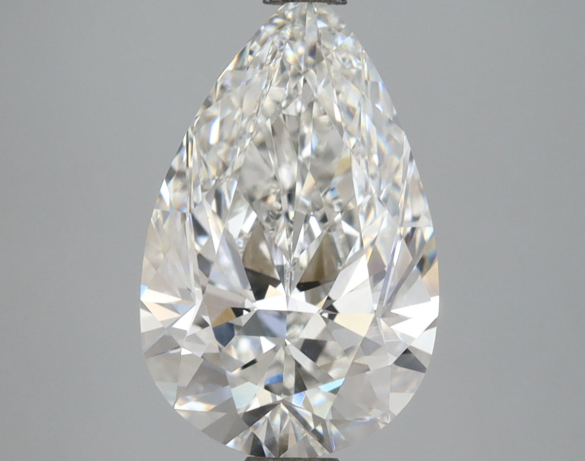 3.86 Carat Pear Shaped, Ideal Cut, F Color, VVS2 Clarity, IGI Certified Lab Grown Diamond