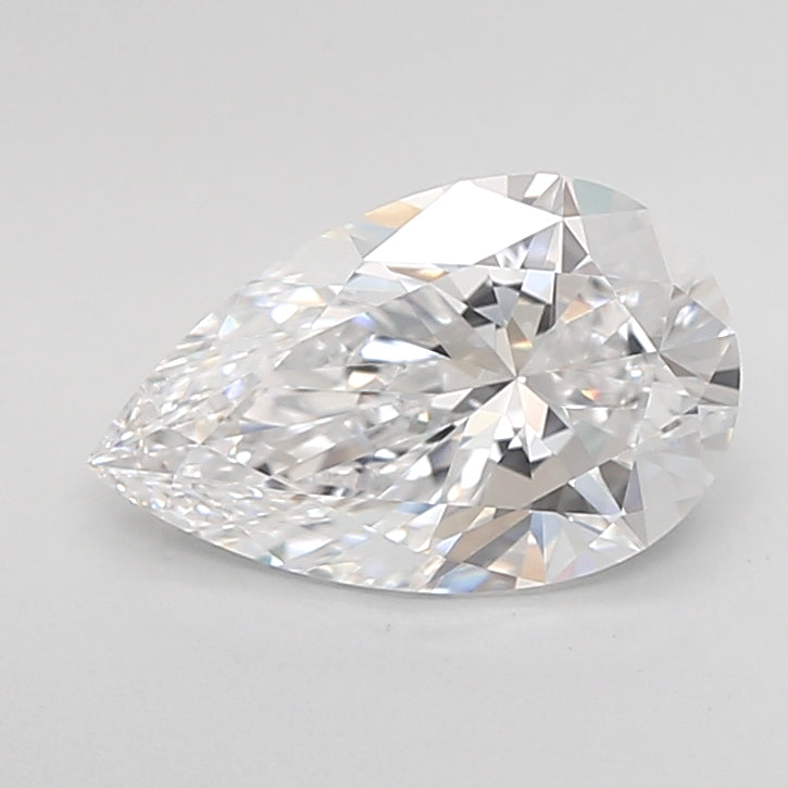 1.52 Carat Pear Shaped, Ideal Cut, D Color, VVS2 Clarity, IGI Certified Lab Grown Diamond