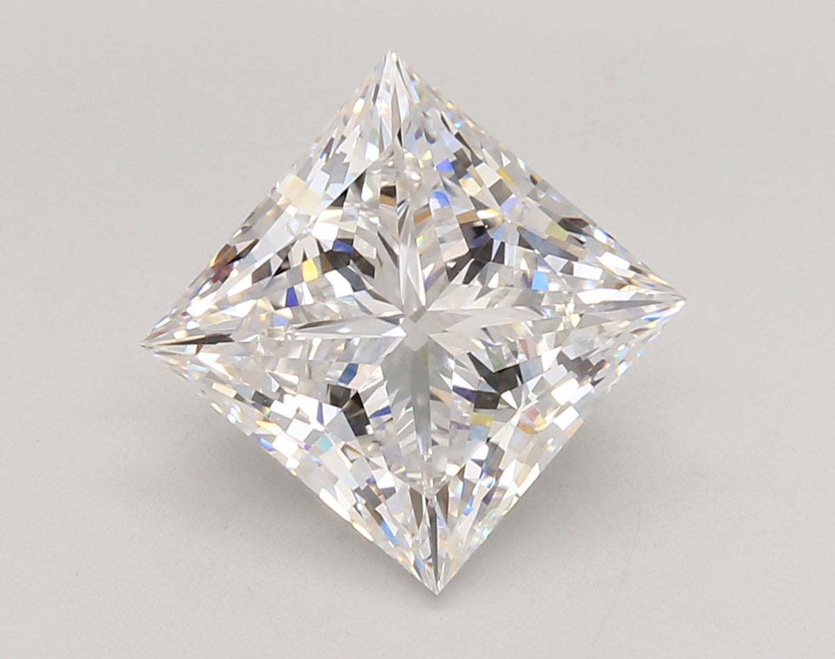 4.56 Carat Princess Shaped, Ideal Cut, E Color, VVS2 Clarity, IGI Certified Lab Grown Diamond