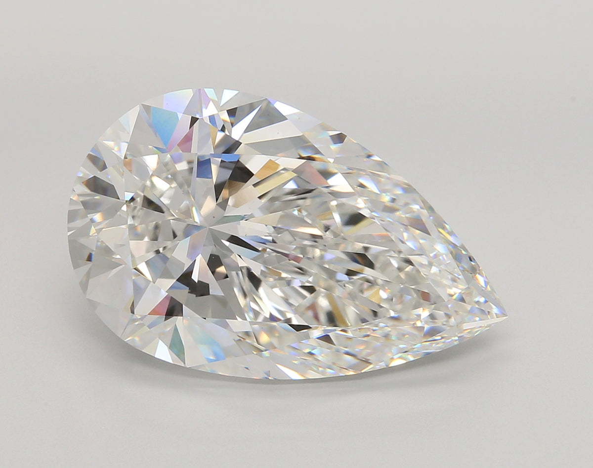 15.08 Carat Pear Shaped, Ideal Cut, F Color, VS1 Clarity, IGI Certified Lab Grown Diamond