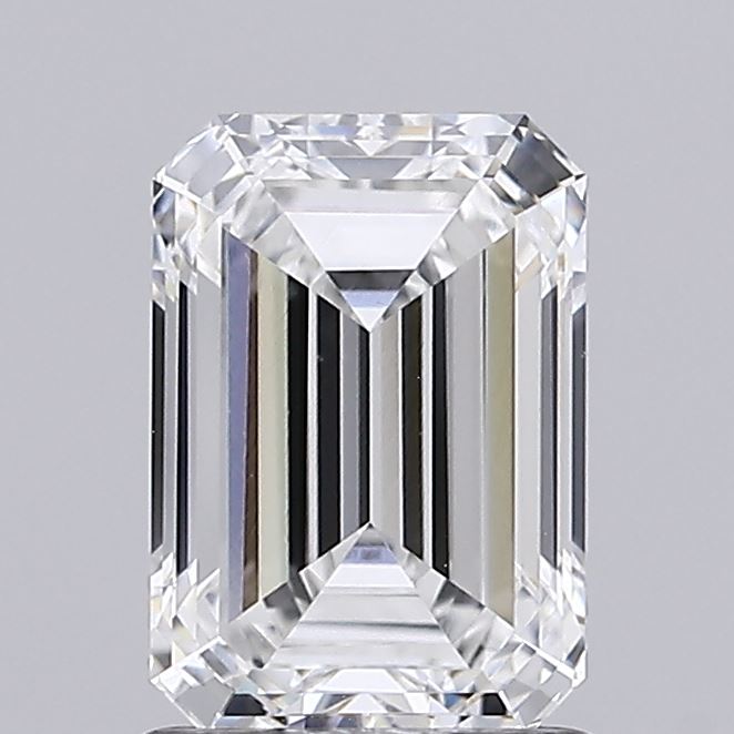 1.45 Carat Emerald Shaped, Ideal Cut, E Color, VVS2 Clarity, IGI Certified Lab Grown Diamond