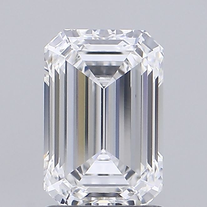 1.59 Carat Emerald Shaped, Ideal Cut, E Color, VVS2 Clarity, IGI Certified Lab Grown Diamond
